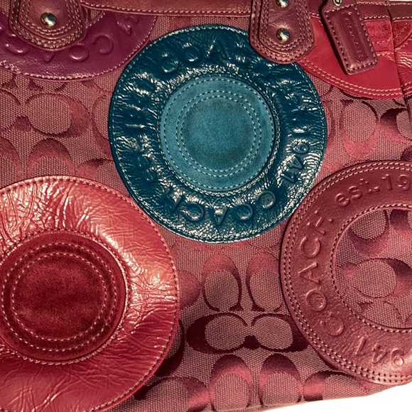 Coach purple/burgundy leather and fabric bag - Picture 6 of 16